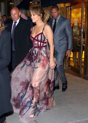 Jennifer Lopez in Long Dress Out for dinner in New York